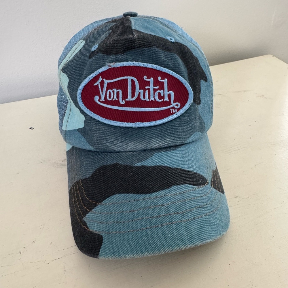 Vintage Von Dutch blue camo trucker hat